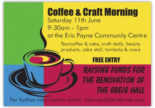 Coffee & Craft Morning in aid of The Greig Hall